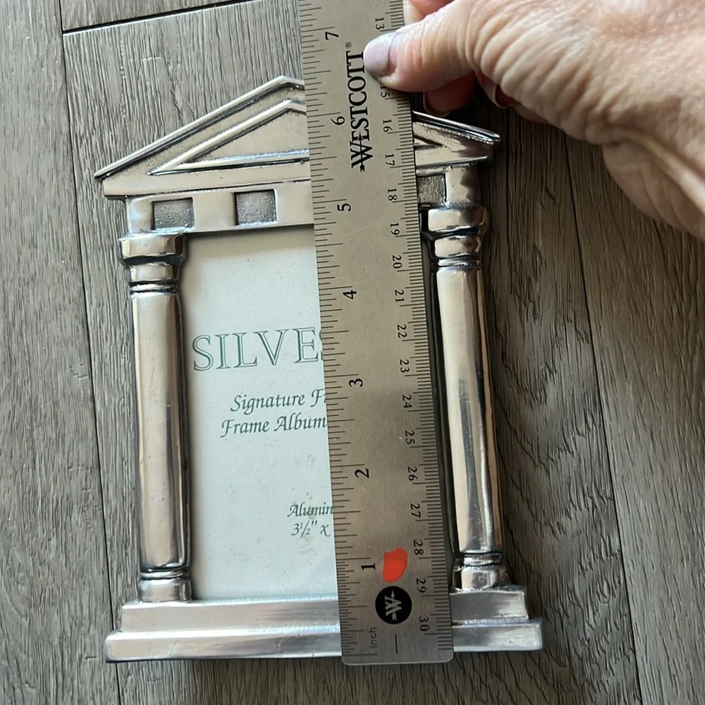 90s SILVESTRI Architectural Silver Pewter Frame for 3.5x5 photo - Picture 3 of 6